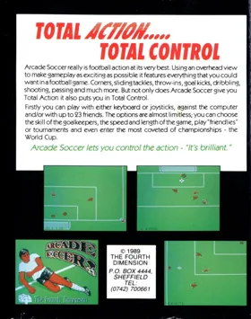 Arcade Soccer! (1989)(Fourth Dimension)[a3] box cover back